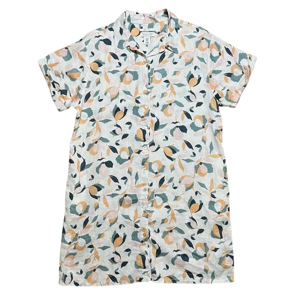 Rachel Zoe 100% Linen Floral Full Button Down Shirt Dress in Sz XL - Picture 8 of 11